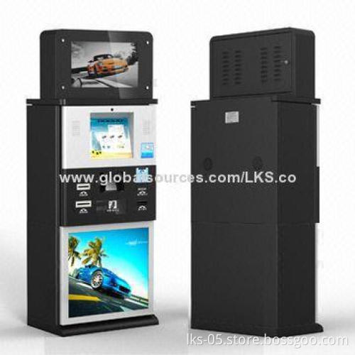 All in one kiosk terminal with advertising displays and self-service payment functions